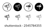 Mailbox icon flat line symbol set.