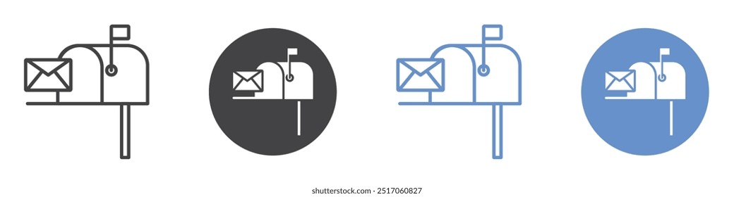 Mailbox icon flat line symbol set.