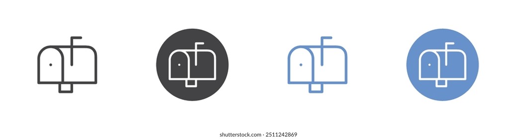 Icono de buzón Conjunto plano en color blanco y negro