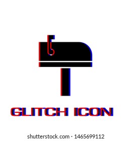 Mailbox icon flat. Simple pictogram - Glitch effect. Vector illustration symbol