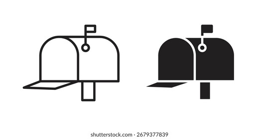 Mailbox icon flat and stroke style pack on white background. Vector illustrations