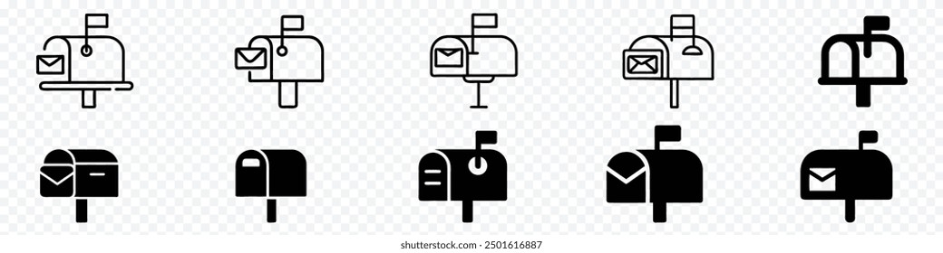 Mailbox icon flat style. Postal box icon, Mail box Icon, Mailbox icons isolated transparent background