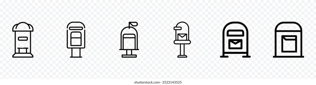 Mailbox icon flat style. Postal box icon, Mail box Icon, Mailbox icons isolated transparent background, Mail box icons, Postbox icons set, Post box