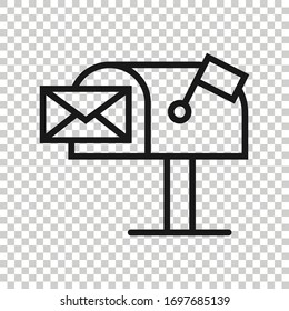 Mailbox icon in flat style. Postbox vector illustration on white isolated background. Email envelope business concept.