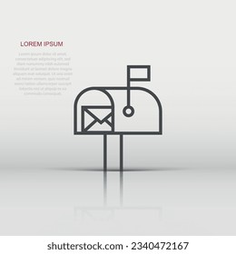 Mailbox icon in flat style. Postbox vector illustration on white isolated background. Email envelope business concept.