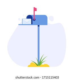 Mailbox Icon In Flat Style. Vector Illustration.