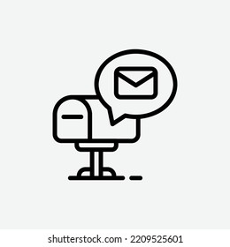  mailbox icon, isolated Post Office outline icon in light grey background, perfect for website, blog, logo, graphic design, social media, UI, mobile app