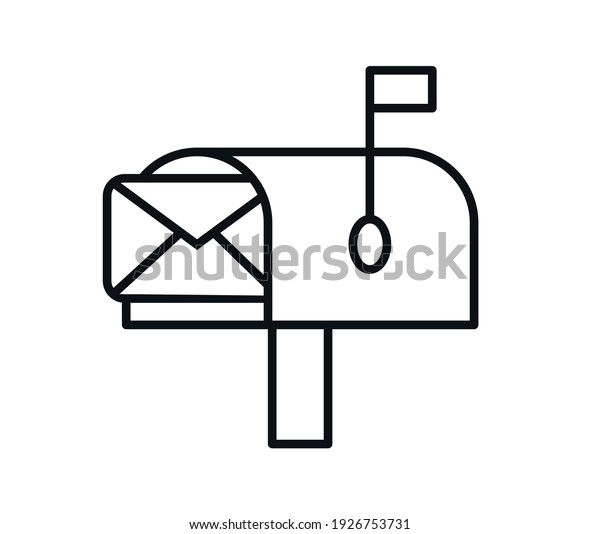 Mailbox icon, letter and mail, mailbox\
sign, vector graphics on a white\
background.\
