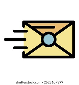 Mailbox icon. Outline mailbox vector icon color flat isolated