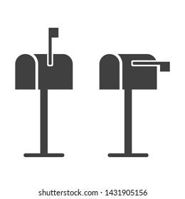 Mailbox icon. Raised and lowered checkbox. Vector on white background.