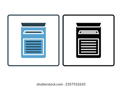 Icono de buzón. Icono relacionado con la comunicación. Adecuado para el diseño de sitios web, aplicación, interfaces de usuario. Estilo de icono sólido. Diseño de vector simple editable