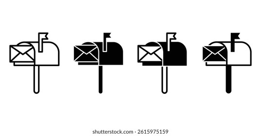 Mailbox Icon Set Black and White Mailbox Illustrations Vector Design 