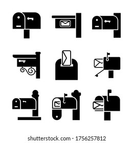 mailbox icon set, glyph style design

