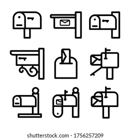 mailbox icon set, line art design editable stroke 