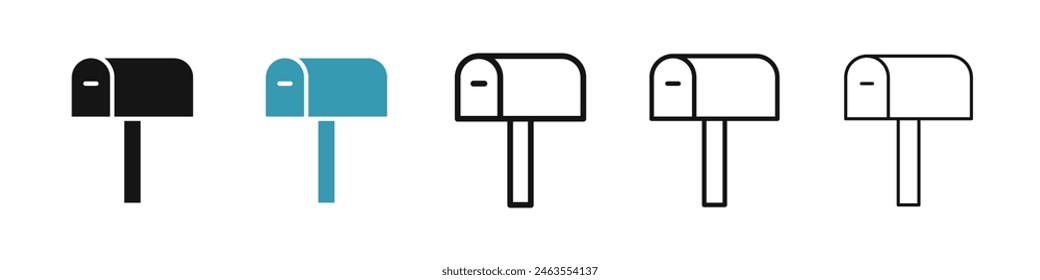 Conjunto de iconos de buzón. icono de bandeja de entrada de correo postal para diseños de IU.