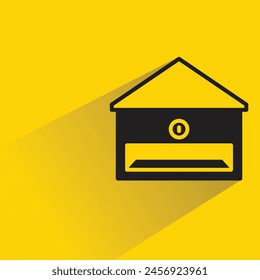 mailbox icon with shadow on yellow background