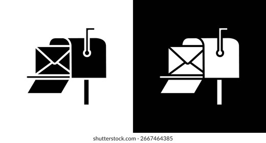 Colección de símbolo de icono de buzón. Vector plano ilustración de stock.