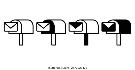 mailbox icon symbol vector design black white color simple flat modern outline and black filled illustration sets