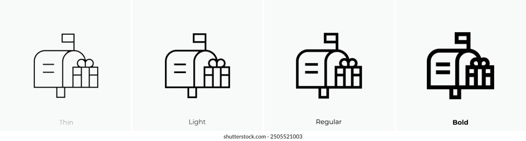 mailbox icon. Thin, Light Regular And Bold style design isolated on white background