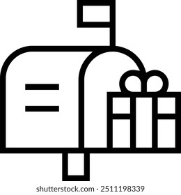 Postfachsymbol. Dünnes lineares Design einzeln auf weißem Hintergrund