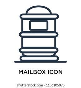Mailbox icon vector isolated on white background. thin symbols or lined elements in outline style