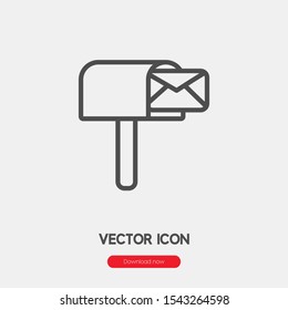 mailbox icon vector. Linear style sign for mobile concept and web design. letterbox symbol illustration. Pixel vector graphics - Vector.