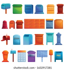 Mailbox icons set. Cartoon set of mailbox vector icons for web design