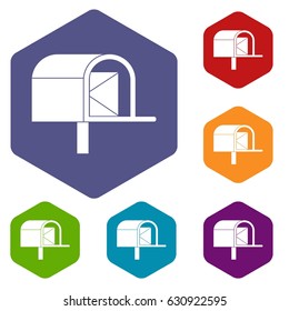 Mailbox icons set hexagon isolated vector illustration