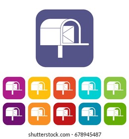 Mailbox icons set vector illustration in flat style In colors red, blue, green and other