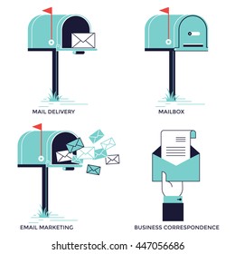 Mailbox illustration, Email marketing, mail icon, flat design