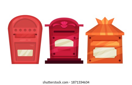 Mailbox or Letter Box for Sending and Receiving Letters Vector Set