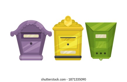 Mailbox or Letter Box for Sending and Receiving Letters Vector Set
