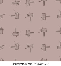 Mailbox with letter engraved seamless pattern. Vintage letterbox in hand drawn style. Sketch texture for fabric, wallpaper, textile, print, title, wrapping paper. Vector illustration.