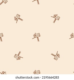 Mailbox with letter engraved seamless pattern. Vintage letterbox in hand drawn style. Sketch texture for fabric, wallpaper, textile, print, title, wrapping paper. Vector illustration.