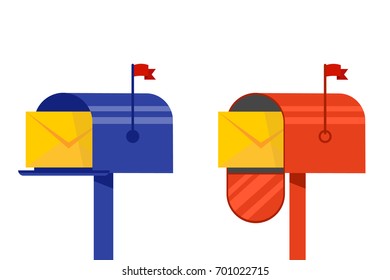 Mailbox. The letter in the envelope. Vector illustration.