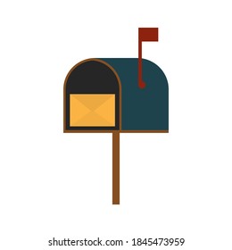 Mailbox with letter inside isolated on white background. Vector illustration