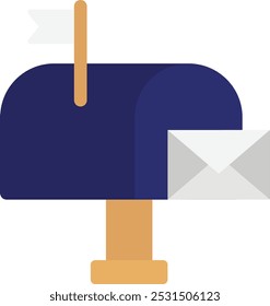 Icono de mensaje de carta de buzón Ilustración plana de Vector