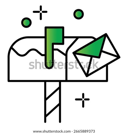 Mailbox with Letter Vector Icon Design in Flat Cartoon Style
