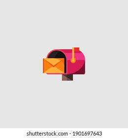 Mailbox with letter, vector illustration, isolated on background