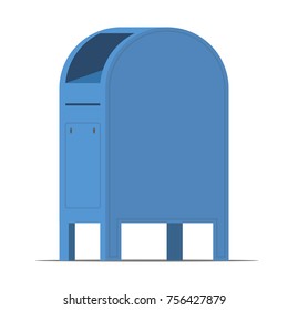 Mailbox For Letters. The Mailbox Is Blue. Vector Illustration