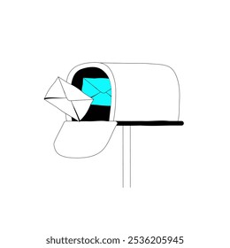 Mailbox With Letters In Flat Vector Illustration Symbolizing Postal Service, Communication, And Letter Delivery, Isolated On White Background