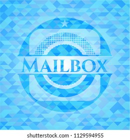 Mailbox light blue emblem. Mosaic background