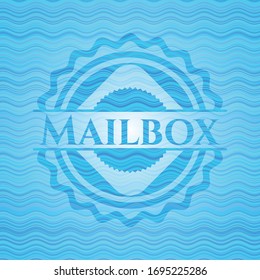 Mailbox light blue water wave emblem background. Vector Illustration. Detailed.