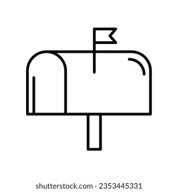 Mailbox line icon, linear style flat illustration on white background..eps