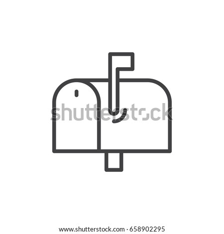 Mailbox line icon, outline vector sign, linear style pictogram isolated on white. Symbol, logo illustration. Editable stroke. Pixel perfect