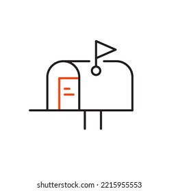 Mailbox line icon. Postbox outline icon. Isolated vector illustration.