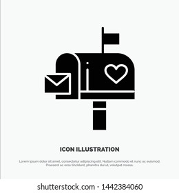 Mailbox, Mail, Love, Letter, Letterbox solid Glyph Icon vector
