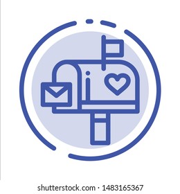 Mailbox, Mail, Love, Letter, Letterbox Blue Dotted Line Line Icon