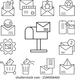 Mailbox, mail, send icon in a collection with other items