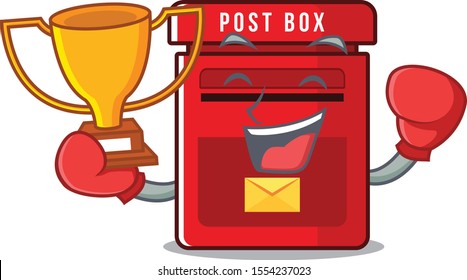 mailbox with a the mascot cartoon boxing winner